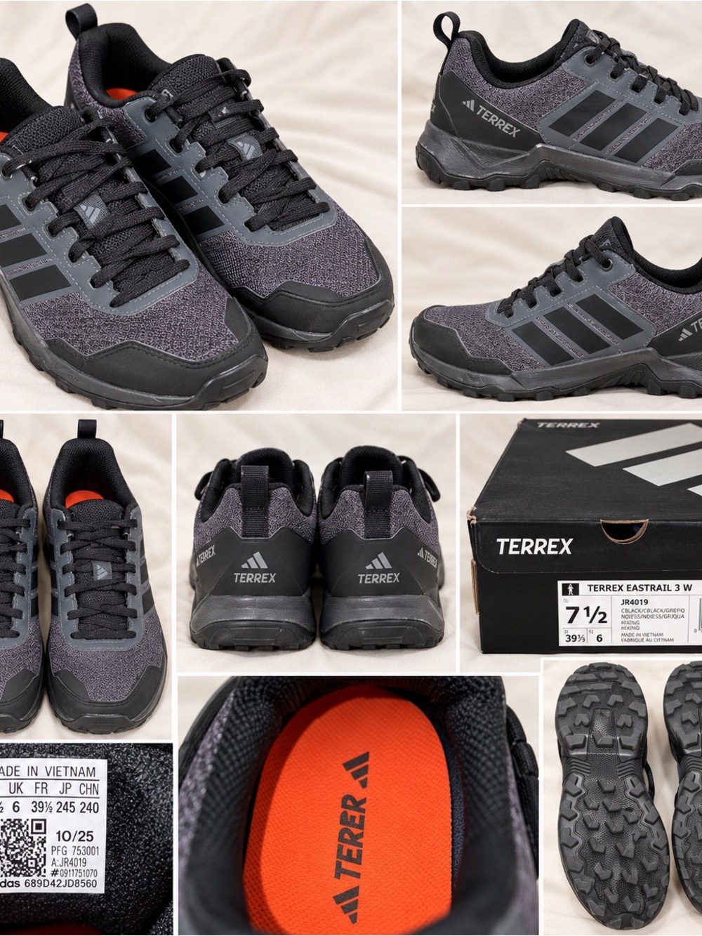 adidas Originals Terrex Men’s Athletic Shoes — Black/Grey with Orange Insole